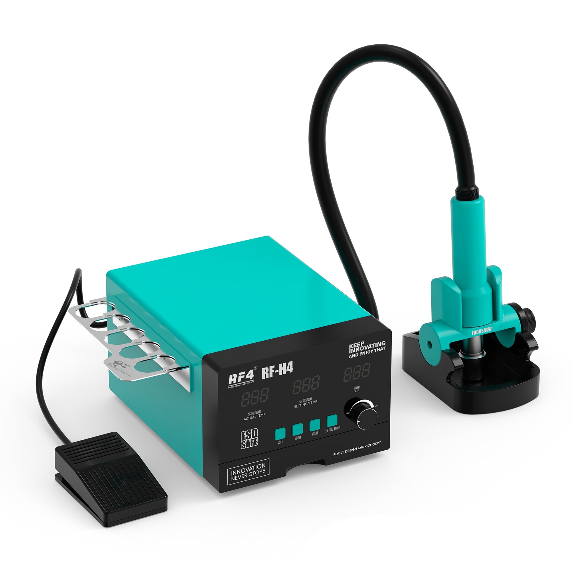 RF4 RF-H4 Hot Air Gun Soldering Station with Digital Screen 1200W Rework Welding Equipment with Pedal RF4 RF-H4 Hot Air Gun Soldering Station with Digital Screen 1200W Rework Welding Equipment with Pedal